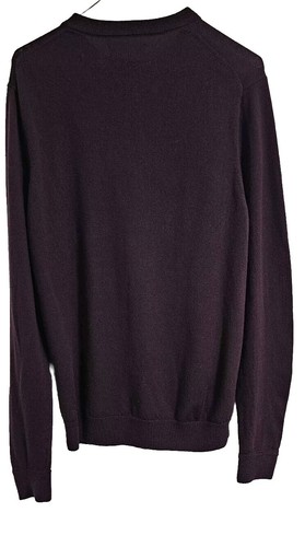 Nordstrom Mens Crewneck Sweater Large Dark Purple Merino Wool Minimalist - Picture 7 of 10