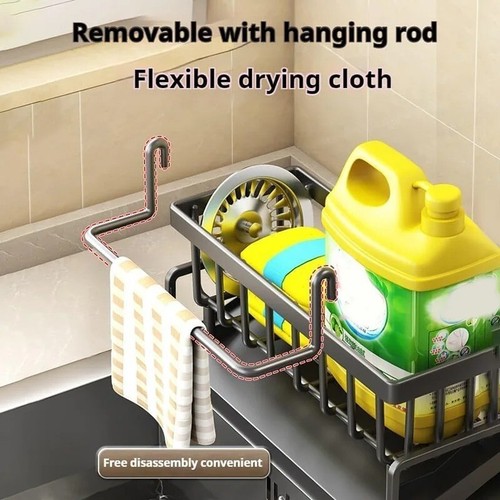 Kitchen Sink Caddy Basket Drain Rack Sponge Dishcloth Holder Storage Organizer - Picture 5 of 13