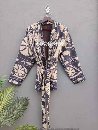 Suzani coat, Women Suzani jacket, Indian Cotton embroidery jacket, Applique coat