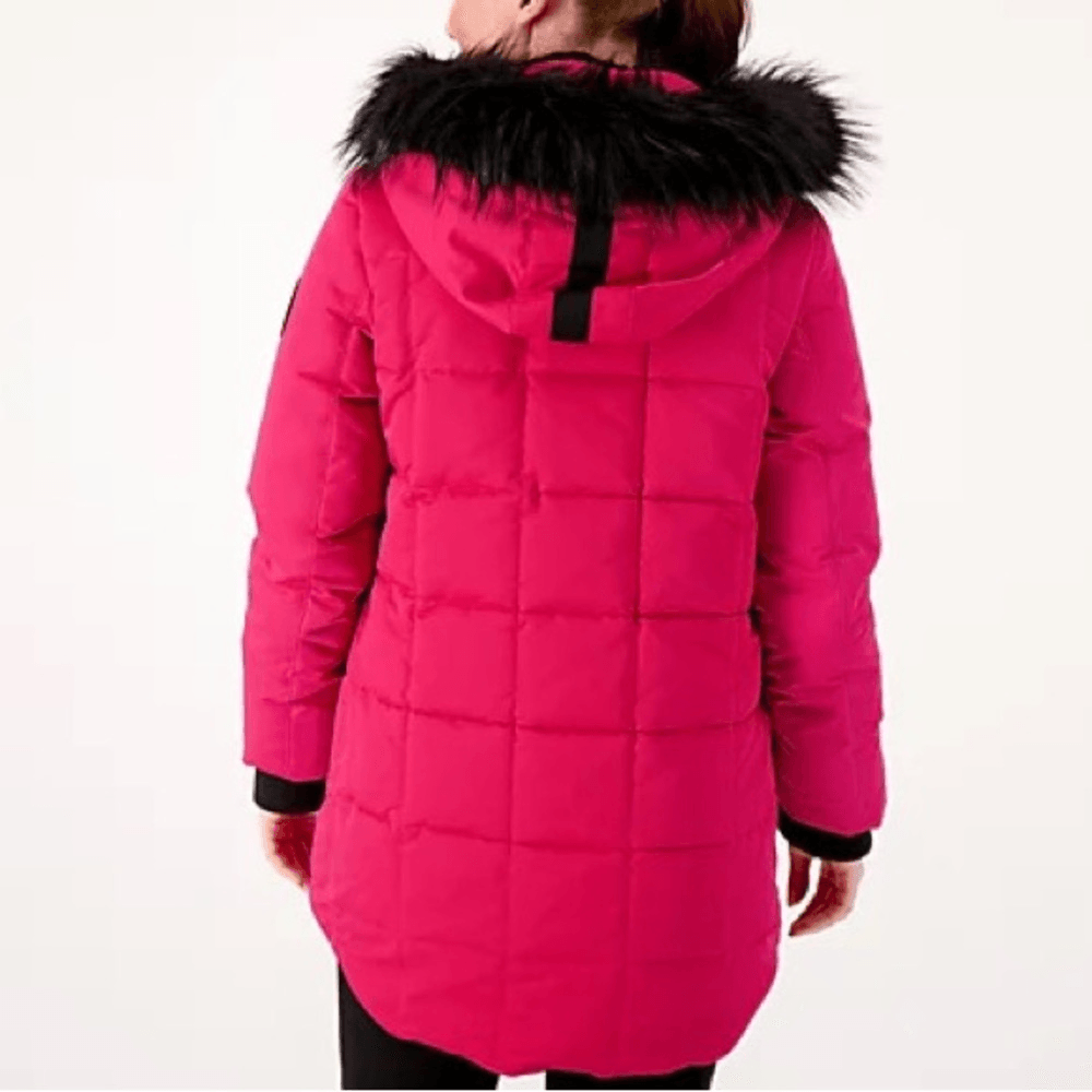 Arctic Expedition Square Quilting Curved Hem Down Parka Coat Size