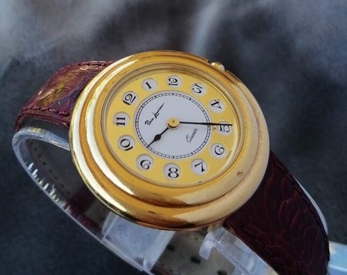 Montre Femme Vintage Watch 1990 Pierre Lannier Cuir Métal Doré Quartz - Foto 18 di 19