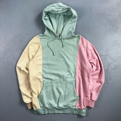 Teddy Fresh Size M Embroidered Logo Hoodie Sweatshirt Pastel Color Block 