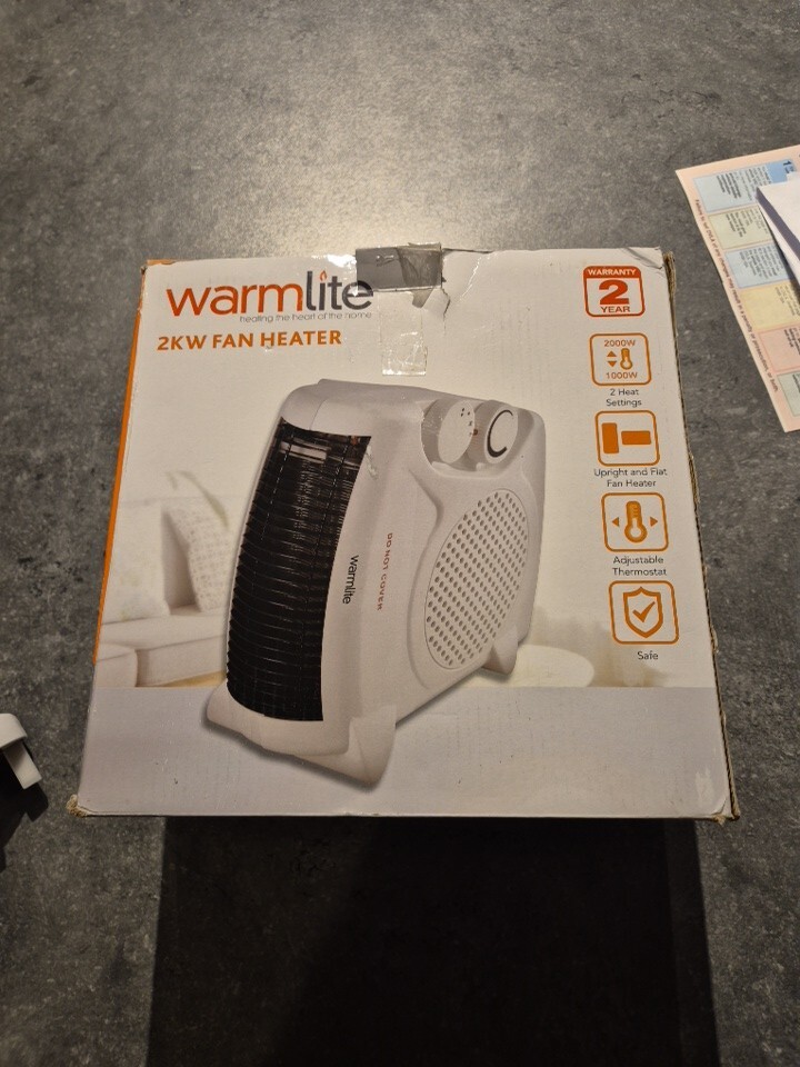 Warmlite WL44001 Thermo Fan Heater with 2 Heat Settings and Overheat Protection