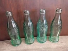 Vintage Lot of 4 Collectible Glass Coke Bottle  Coca Cola 8 Inch Clear Green