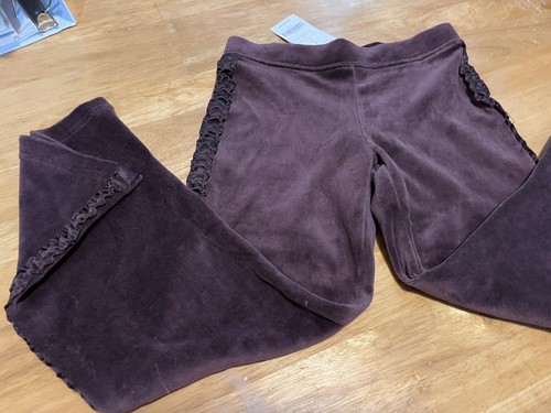 Girls Gymboree NWT Sz 6 Purple-Brown Velour Flare Pants W Side Ruffle NEW - Picture 6 of 13