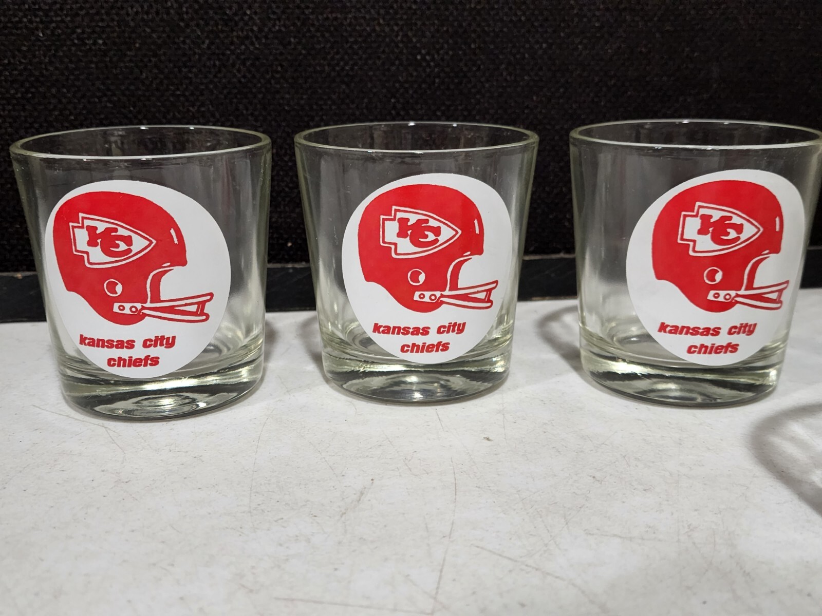 Set Of 6 Vintage NFL Kansas City Chiefs Football On the Rocks Highball