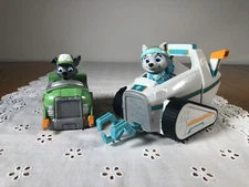 3 Piece Paw Patrol Toy Lot Everest Snow Rescue Vehicle + Figure + Die Cast Car
