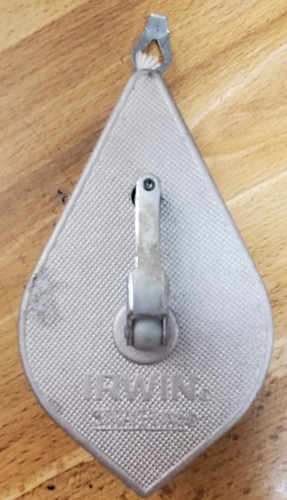 Vintage Metal Irwin Strait-Line Chalk Line Reel Plumb Bob Made in USA