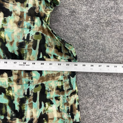 Cato Shirt Women 18/20W Plus Green Geometric Button Up Collared Short Sleeve - Picture 8 of 10