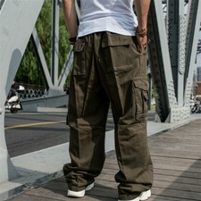 Men Baggy Pants Loose Trouser Hip Hop Pocket Dance Casual Big Size Fashion Cargo