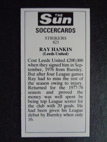 The Sun Soccercards 1978-79 - Ray Hankin - Leeds United #823 - Picture 2 of 2