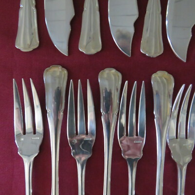 SERVICE POISSON FILET Ct 27 22 Cm Ravinet Bel État Métal Argenté . EUR