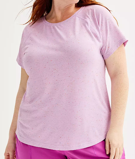 トップス g TEK GEAR RAGLAN SHORT SLEEVE CREW NECK SPECKLE TEE WMNS PLUS