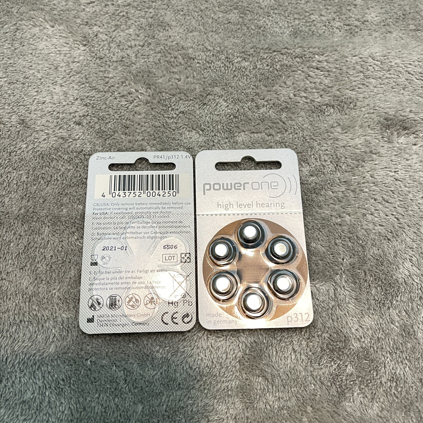 P312 Batteries Power one 01-2021expiration hearing aid 2 Packs Of Six, 12 In All-image