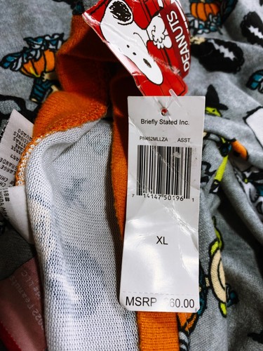 Briefly Stated Inc Peanuts Mens Pajama Top Size XL Halloween Print Charlie Brown - Picture 13 of 13