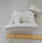 VTG Westie Scottie Dog Plaster Type Material White Figure R/D Collar BLK Details — photo 3