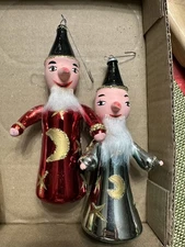2 Rare De Carlini Merlin Wizard Figural Christmas Ornament