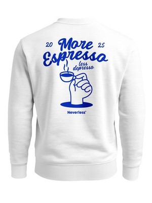 Sweatshirt Herren Pullover mit Backprint More Espresso Less Depresso