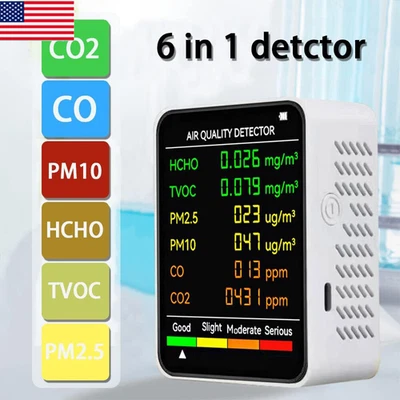 Air Quality Monitor CO PM2.5 TVOC HCHO Detector Carbon Dioxide Exceed Alarm