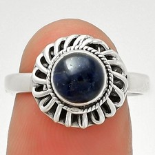 Natural Sodalite 925 Sterling Silver Ring s.7.5 Jewelry R-1596