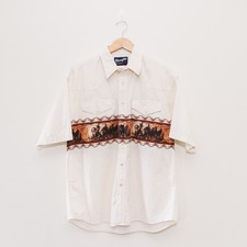 90s Wrangler Western Horse Pearl Snap Short Sleeve Button Up Shirt XL Vintage