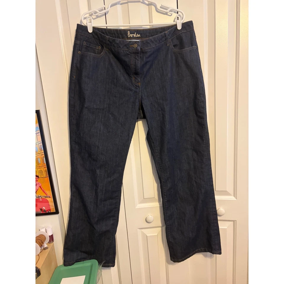 Pantalones de mezclilla Boden lavado oscuro pierna ancha para mujer EE. UU. 16 UK 20 Foto 3 de 4