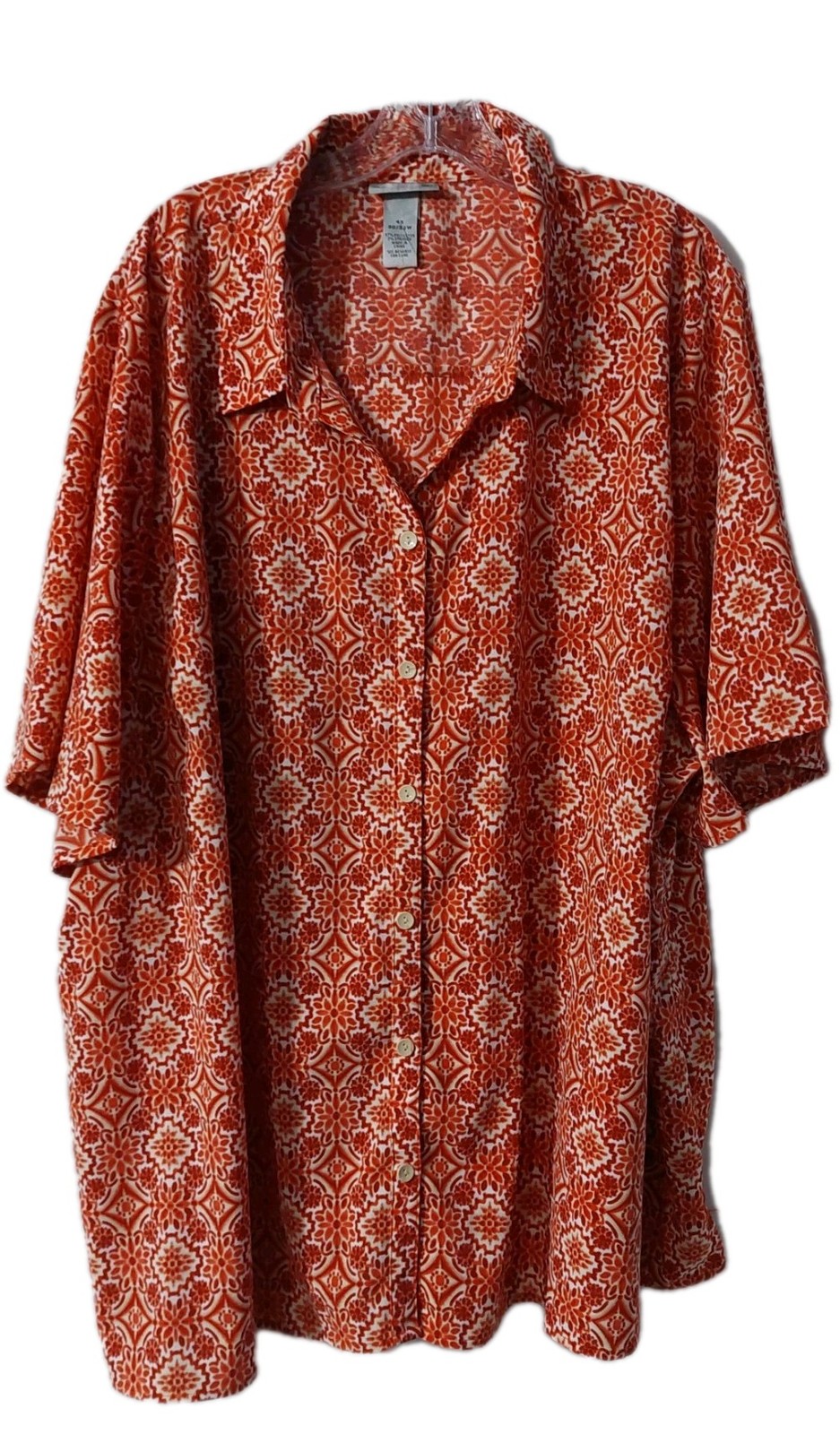 Catherines Shirt Size 4x Orange White Short Sleeves Blouse Size 30/32