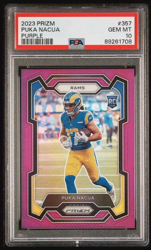 2023 PANINI PRIZM PURPLE PRIZM #357 PUKA NACUA 36/125 PSA 10