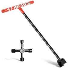 17 in Professional Water Meter Key Shut off Tool with 4-Way Utility Keys, Sturdy