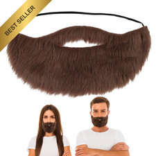 Brown Fake Beard Mustache With Elastic Band Costume Cosplay Events Makeup Kids