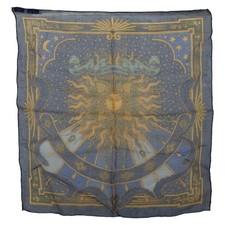 Sciarpa di seta Hermes Carre 45 Carpe Diem blu multicolore donna