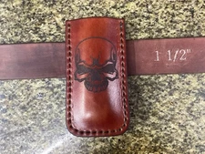 Leather Pocket Folding Knife Clip Case Sheath Buck 110 (Sheath Only)