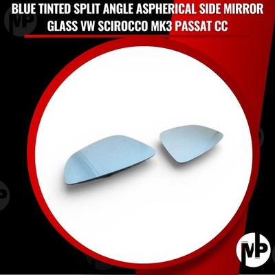 Blue Tinted Split Angle Aspherical Side Mirror Glass VW Scirocco MK3 Passat CC