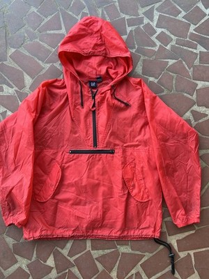 Vintage GAP Anorak Jacket Mens S Red Wind Breaker  1/4 Zip 90s Made In Russia