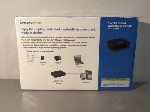 Linksys 10/100 5 Port Workgroup Switch Model EZXS55W High-Speed Ethernet SEALED - Bild 3 von 6