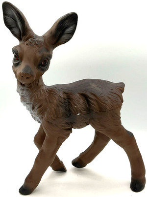 Vintage 13-inch Plastic Lawn Yard Fawn Deer Original Paint Eyes Germany Unmarked