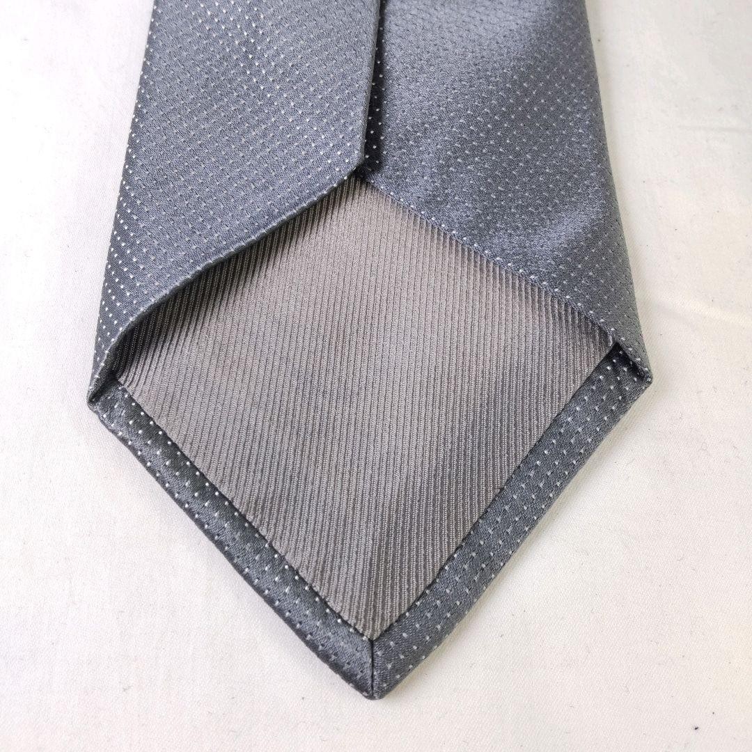 LUIGI BORRELLI Solid Dot Tie Gray Silk Excellent … - image 8