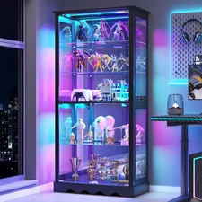 RGB Display Cabinet with Adjustable Shelf, 5-Tier Curio Cabinet for Collectibles
