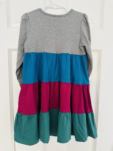 Hanna Andersson Girls' Long Sleeve Tiered Ruffle Dress Multi-Color Sz 100 (4) - Picture 5 of 5