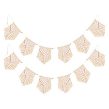 2-piece 35" Macrame Woven Wall Hanging Fringe Garland Banner Bohemian Wall Decor