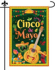 Cinco De Mayo Garden Flag, 18X12In Double Side Linen Mexican Fiesta Garden Flag