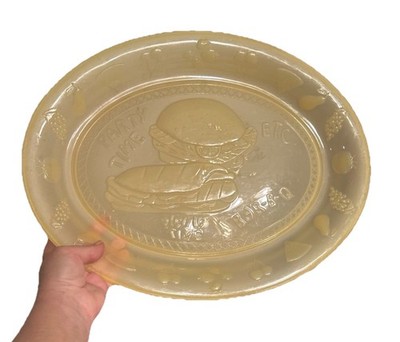 Large Yellow Plastic Party Time Picnic Time Barbecue Time Decorative Tray