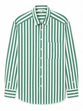 LOFT Green White Striped Collared Button-Up L...
