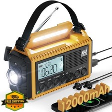 Emergency Weather Radio Hand Crank NOAA Solar 12000mAh Battery Flashlight SOS