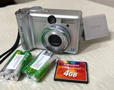 Canon Powershot A95 Digital Camera 5.0MP Flip Screen Silver 4 GB Card Working