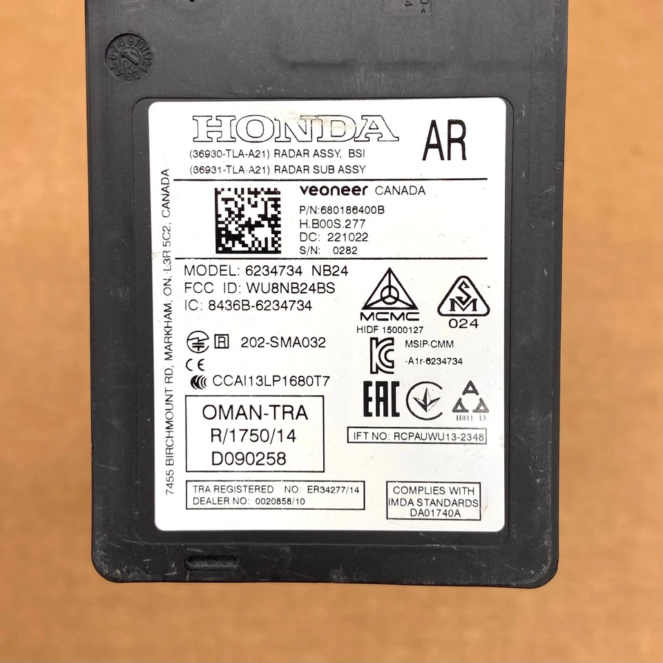 Conjunto de unidad de control de módulo sensor de alerta de punto ciego derecho Honda CR-V 19-21 OEM Foto 2 de 4