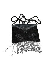Vintage Barganza  Couture Beaded Black Crossbody Purse NWT