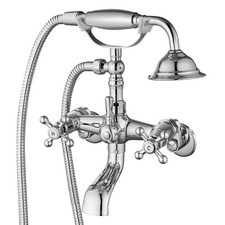 Polished Chrome Clawfoot Tub Filler Faucet with Handheld Shower Sprayer
