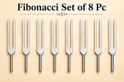High Quality 8pc Fibonacci Sound Healing Tuning Forks w Activator & Pouch