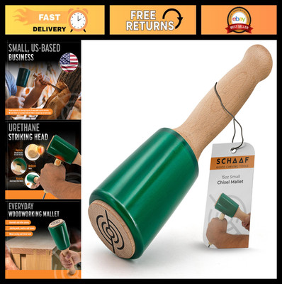 15oz Wood Carving Mallet - Comfortable Wooden Handle, Non-Marring Urethane Head,